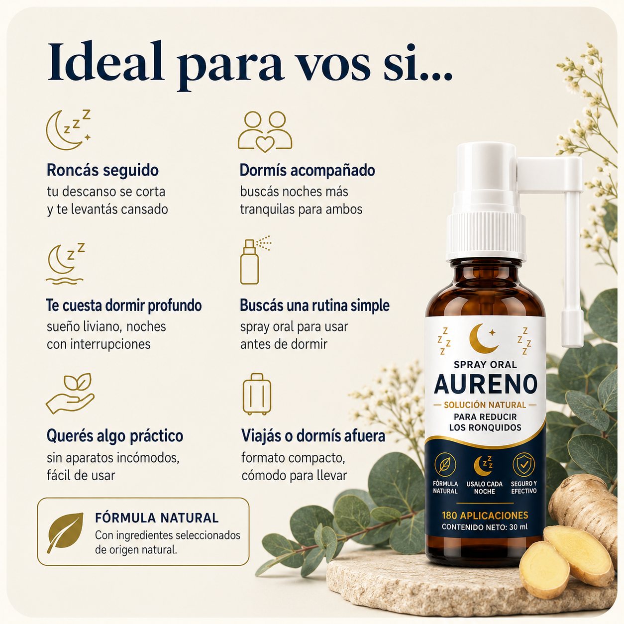Aureno™ | Spray Natural para Reducir los Ronquidos