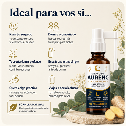 Aureno™ | Spray Natural para Reducir los Ronquidos